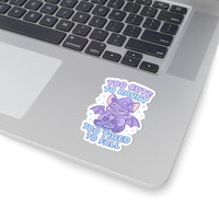 Laptop with a sticker of a cute dragon design on the palm rest area.