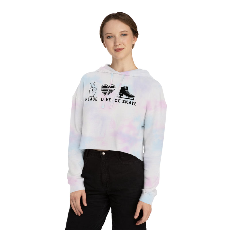 Peace Love Skate Cropped Hooded Sweatshirt - Adults Skate Too LLC