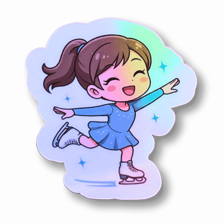 Chibi Skater Girl Holographic Sticker