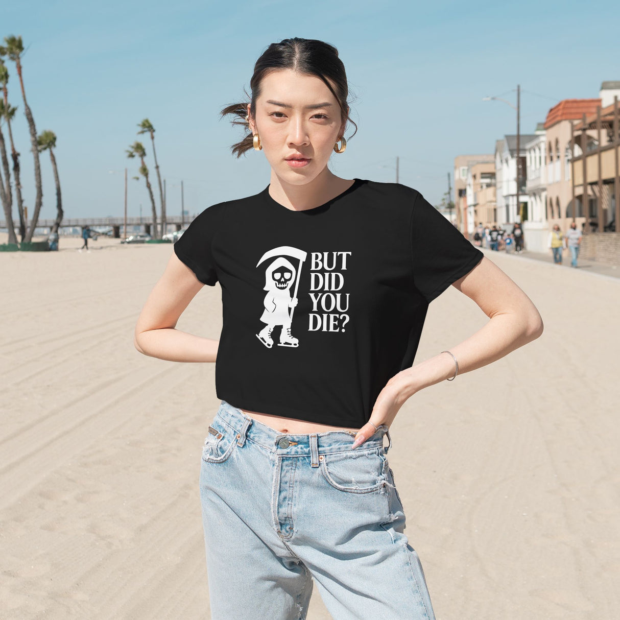 But Did You Die Reaper Flowy Cropped Tee