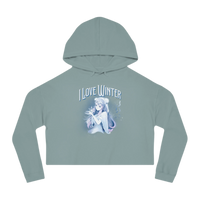I Love Winter Cropped Hooded Sweatshirt