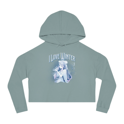 I Love Winter Cropped Hooded Sweatshirt