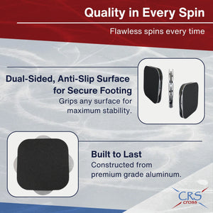 The spinner's two-sided anti-slip surface and aluminum base shown up close