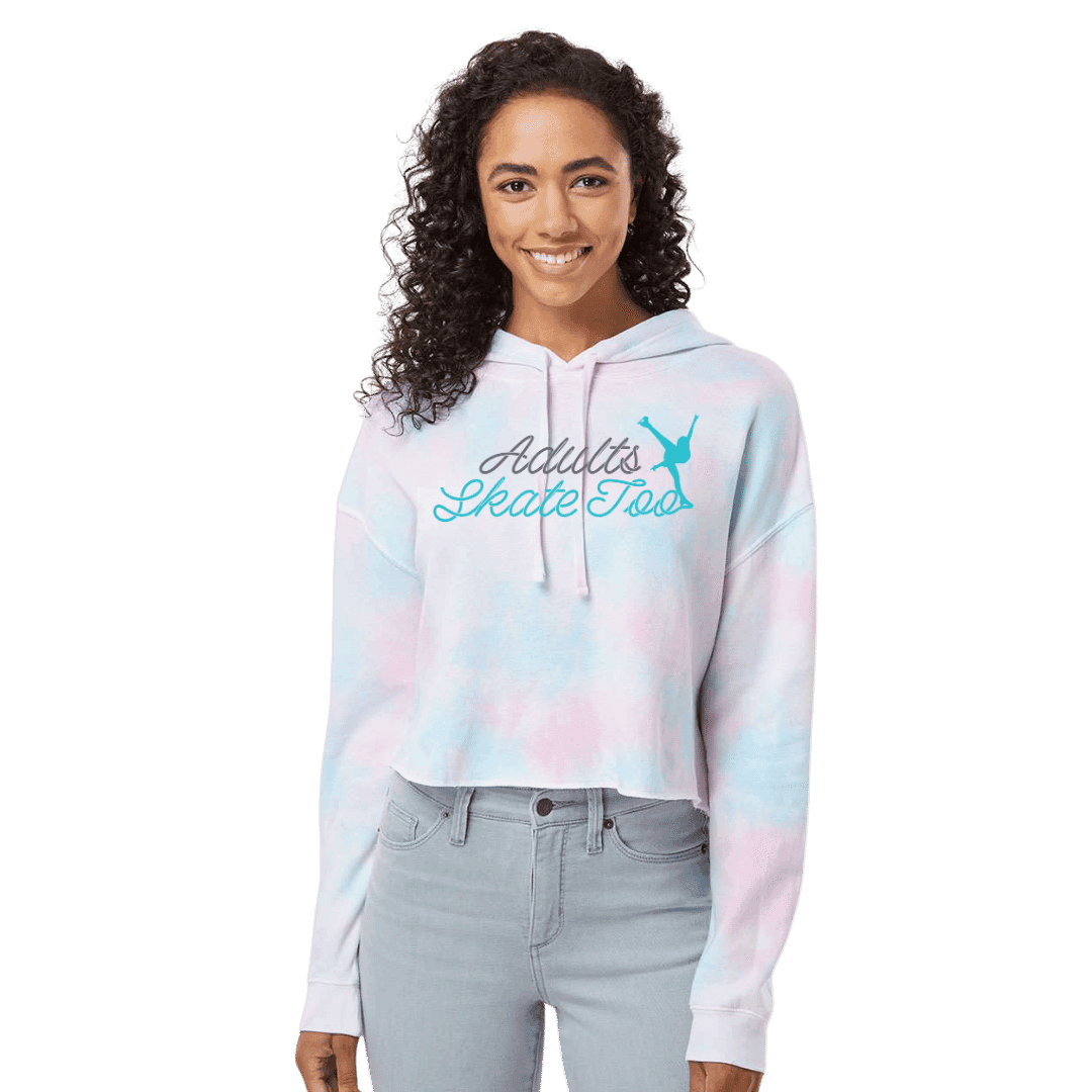 Cursive Cotton Candy Hooded Crop - Adults Skate Too LLC