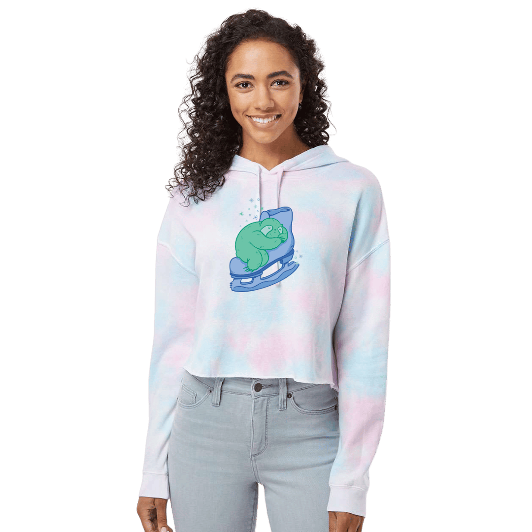 Skating Sloth Cotton Candy Hooded Crop