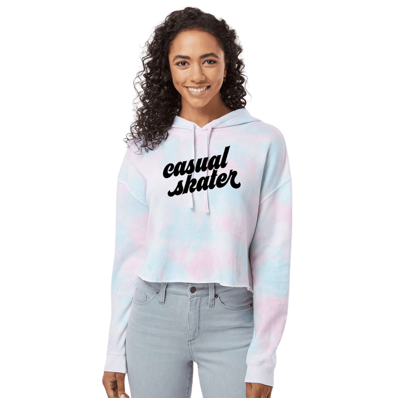 Casual Skater Cotton Candy Hooded Crop