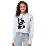 Eat Sleep Skate Repeat Cotton Candy Hooded Crop - Adults Skate Too LLC