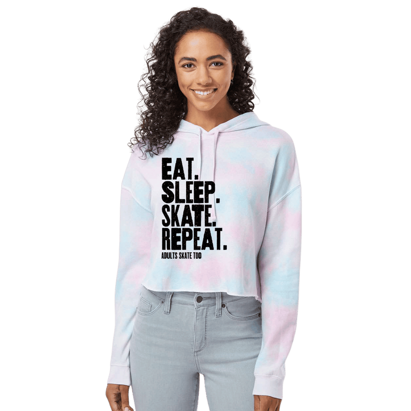 Eat Sleep Skate Repeat Cotton Candy Hooded Crop