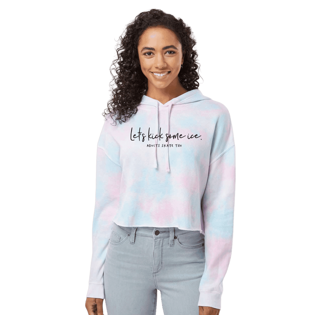 Let's Kick Some Ice Cotton Candy Hooded Crop - Adults Skate Too LLC