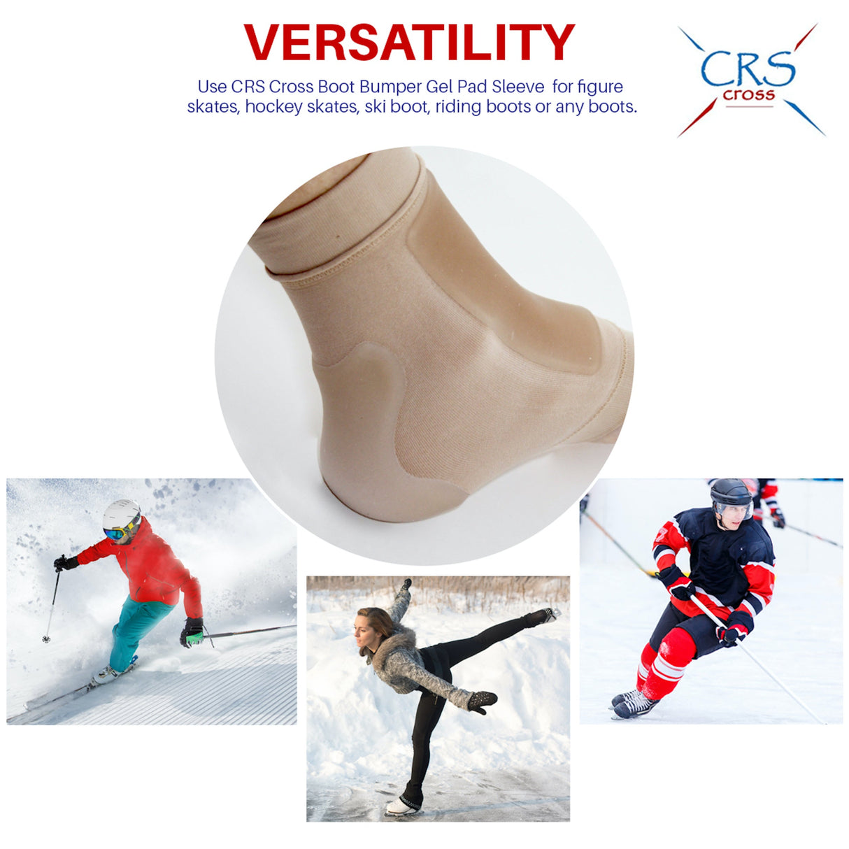 CRS Cross Boot Bumper Gel Pad Sleeve - Protection of Achilles Tendon & Lace Bite