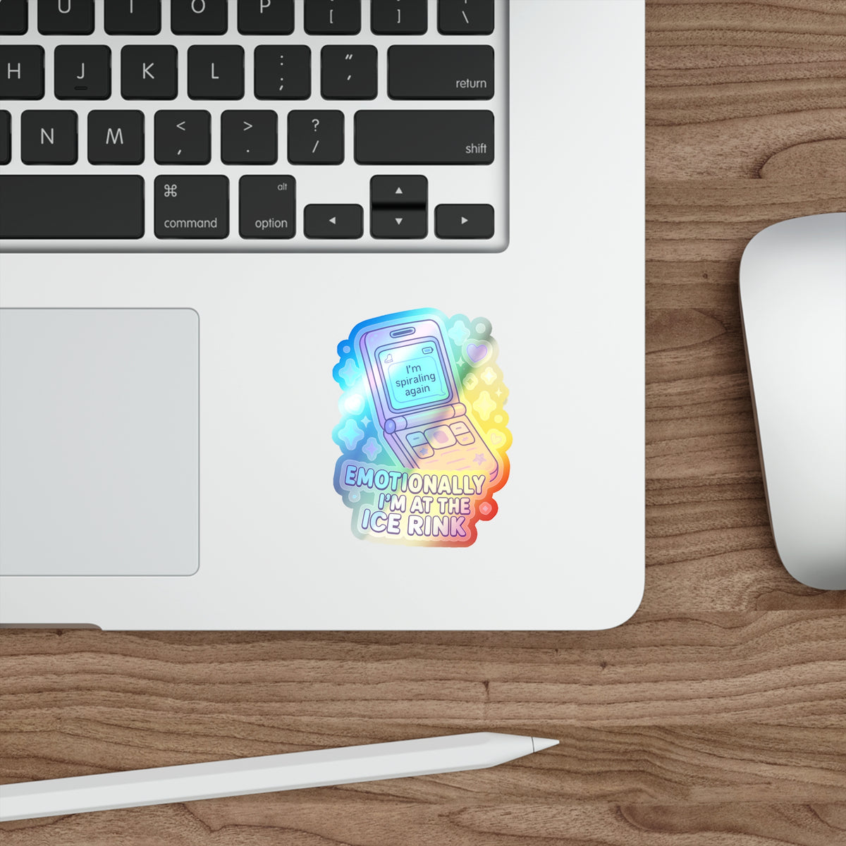 Emotionally I’m at the Ice Rink – Holographic Flip Phone Sticker - Adults Skate Too LLC