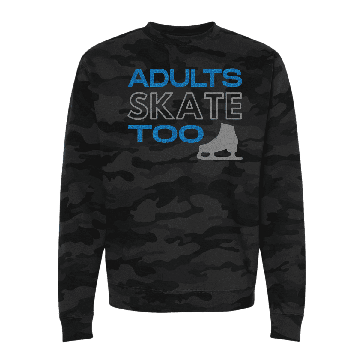 Adults Skate Too Glitter Camo Sweatshirt - Adults Skate Too LLC