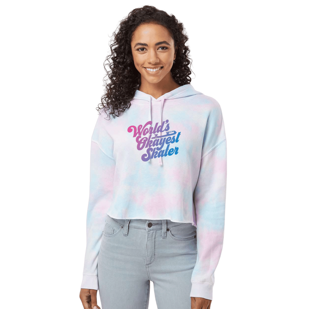 World's Okayest Skater Cotton Candy Hooded Crop