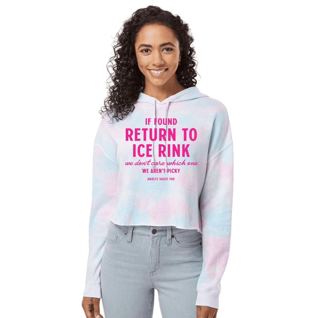 If Found Cotton Candy Hooded Crop - Adults Skate Too LLC