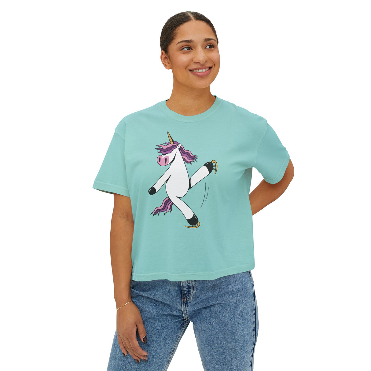 Skating Unicorn Women's Boxy Tee