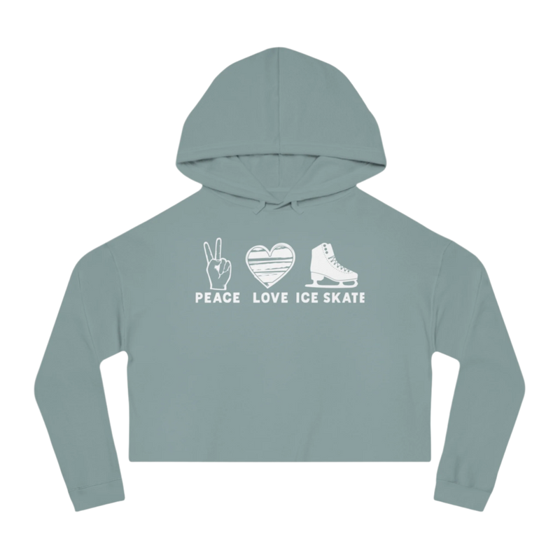 Peace Love Skate Cropped Hooded Sweatshirt - Adults Skate Too LLC