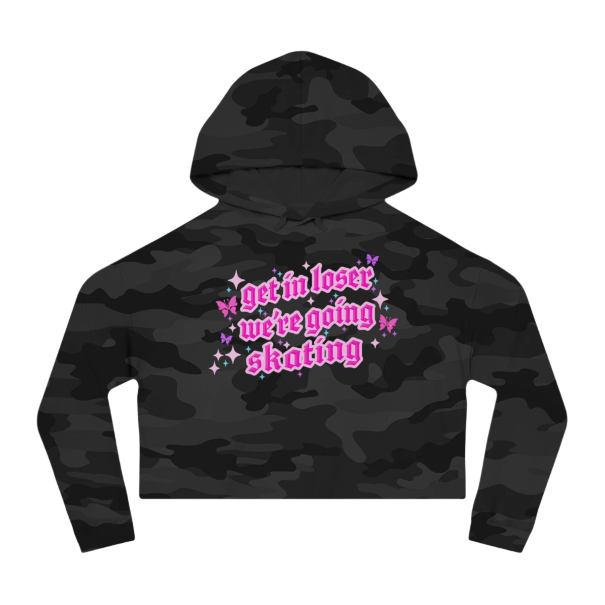Get In Loser We're Going Skating Cropped Hoodie - Adults Skate Too LLC