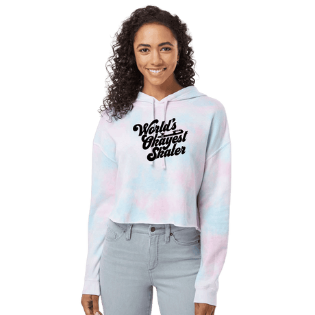 World's Okayest Skater Cotton Candy Hooded Crop - Adults Skate Too LLC