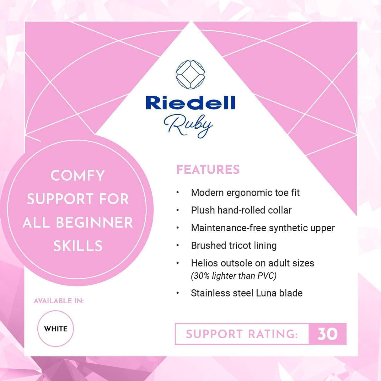 Riedell Ruby Ice Skate - Recreational Adult Ice Skates - Adults Skate Too LLC