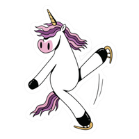 Skating Unicorn Vinyl Stickers - Adults Skate Too LLC