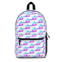 Backpack with colorful pattern on a white background