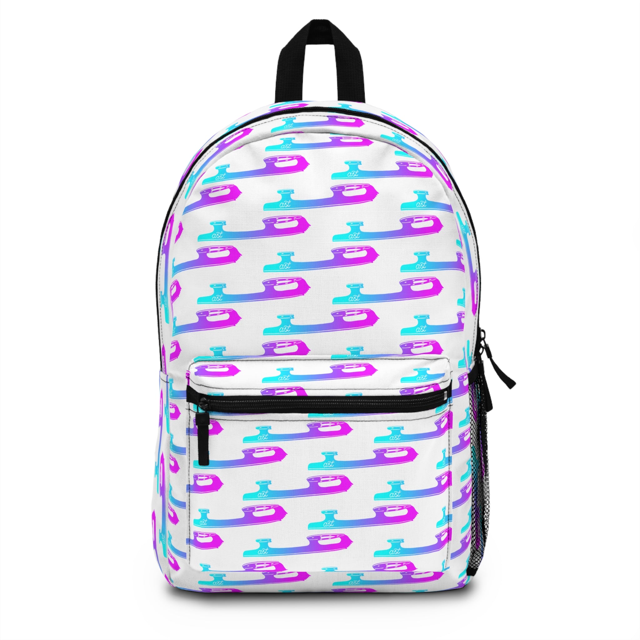 Backpack with colorful pattern on a white background