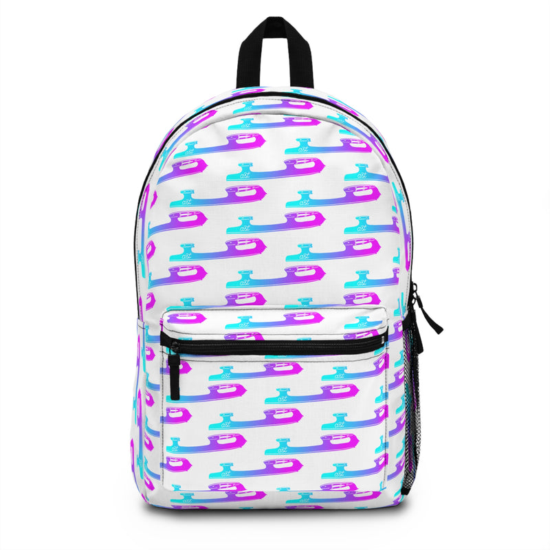 Backpack with colorful pattern on a white background