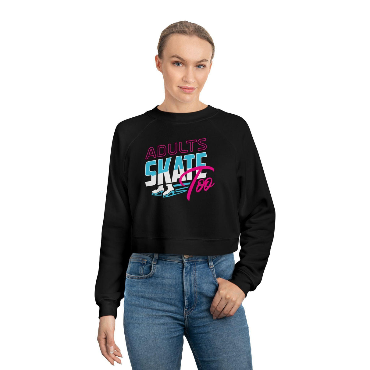 Retro Women's Cropped Fleece Pullover - Adults Skate Too LLC