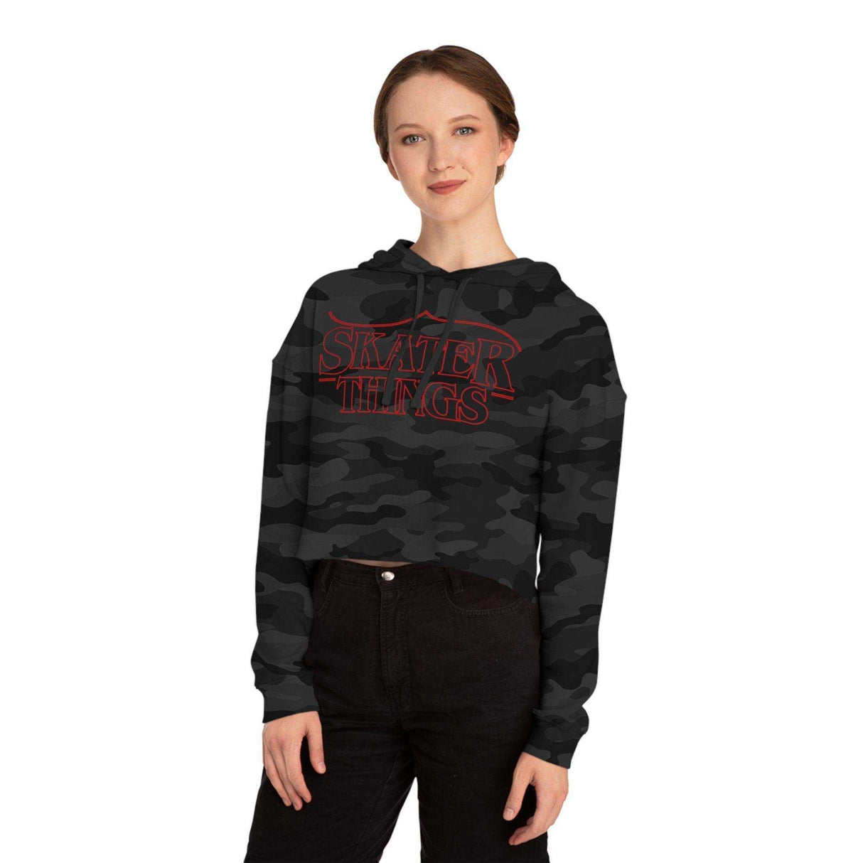 Skater Things Women’s Cropped Hooded Sweatshirt - Adults Skate Too LLC