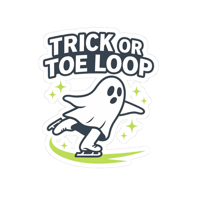 Ghost character with 'Trick or Toe Loop' text on a white background
