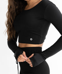 Astoria LIVE LUXE Crossed Sleeve Crop - Black - Adults Skate Too LLC
