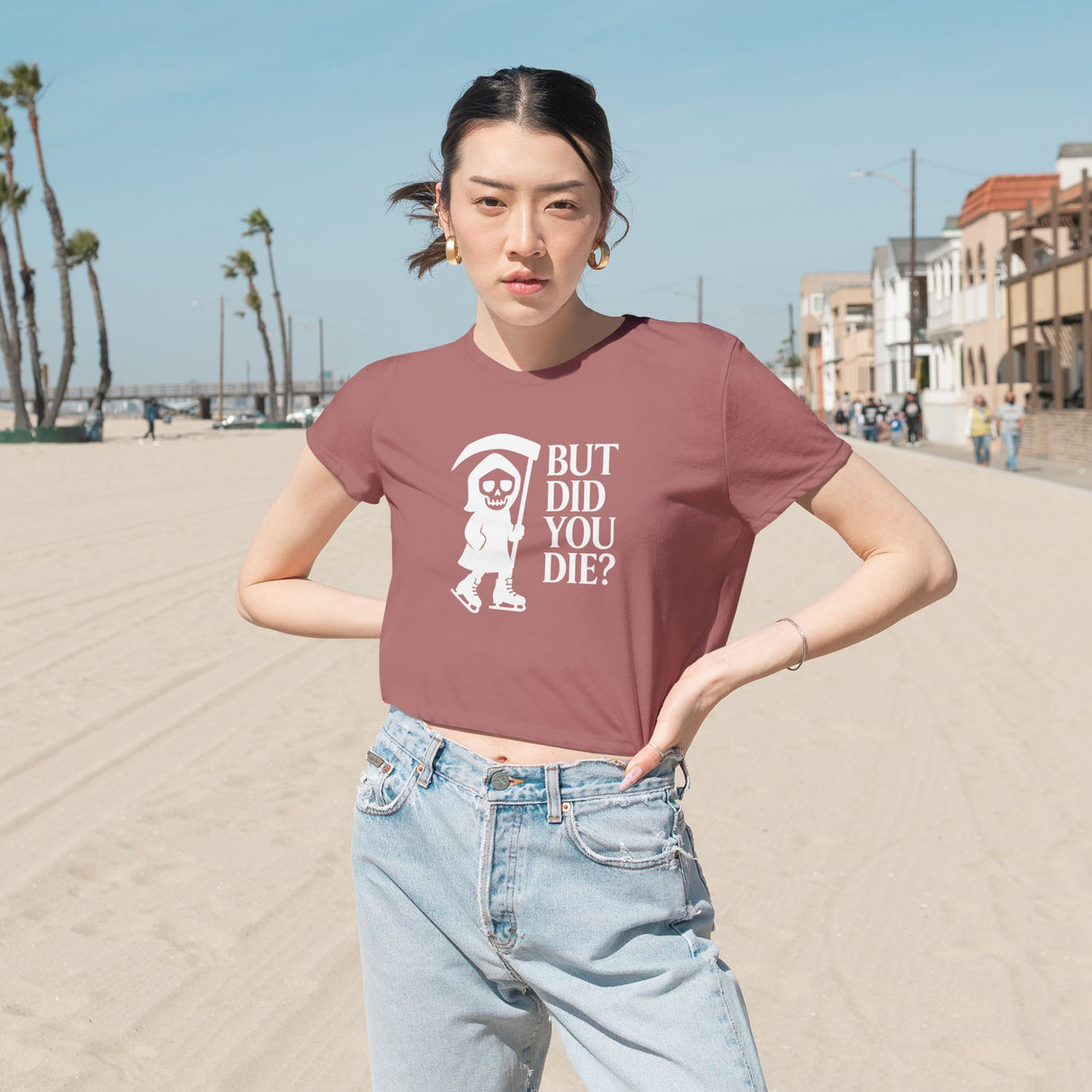 But Did You Die Reaper Flowy Cropped Tee