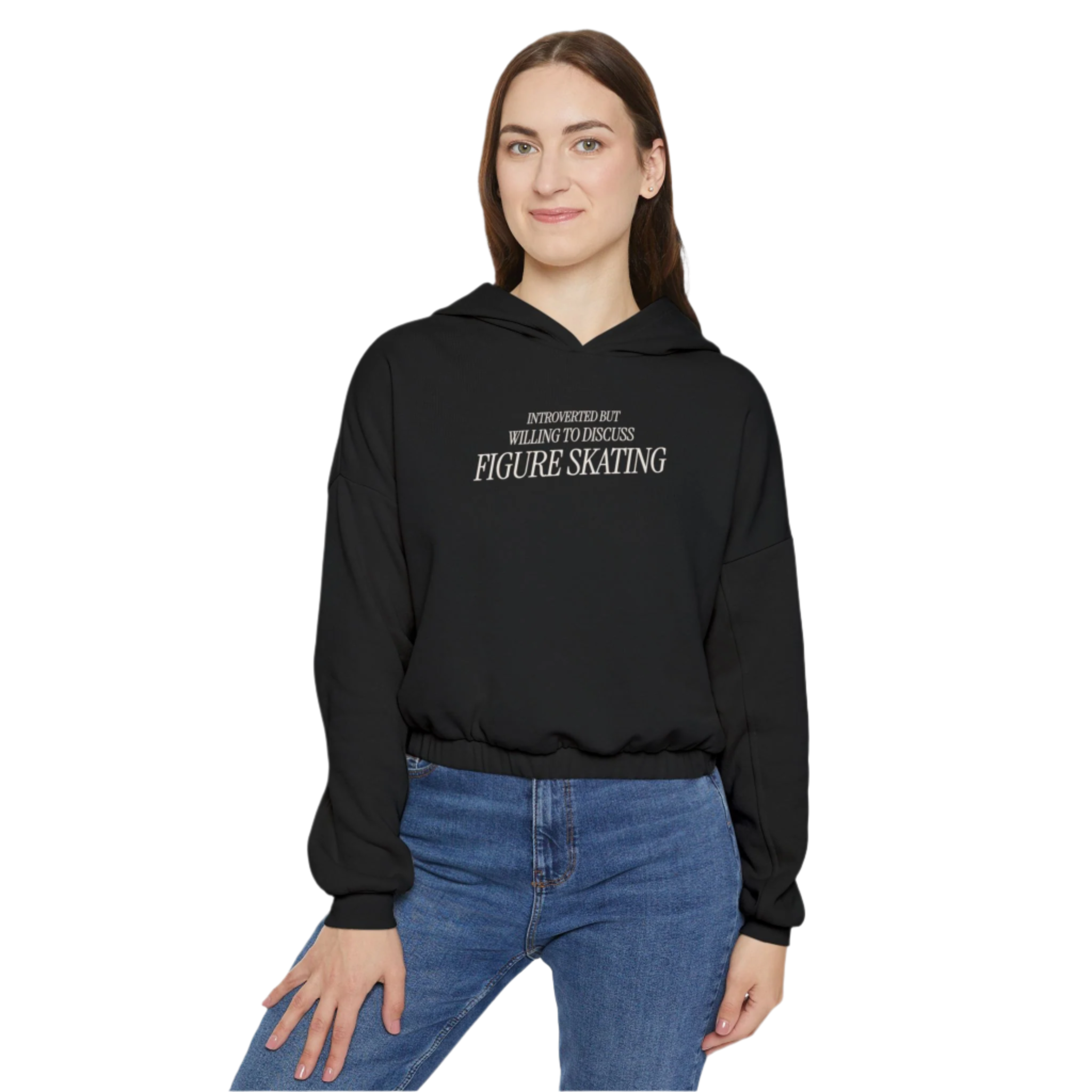 Introverted but Willing to Discuss Skating Cinched Hoodie - Adults Skate Too LLC