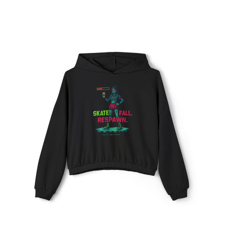 Black hoodie with a graphic design on a white background