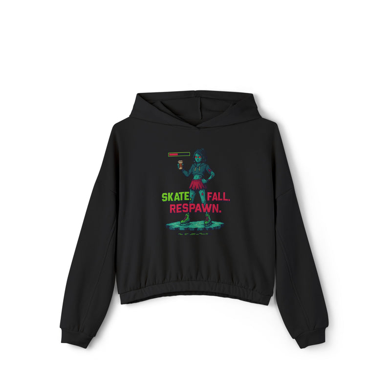 Black hoodie with a graphic design on a white background