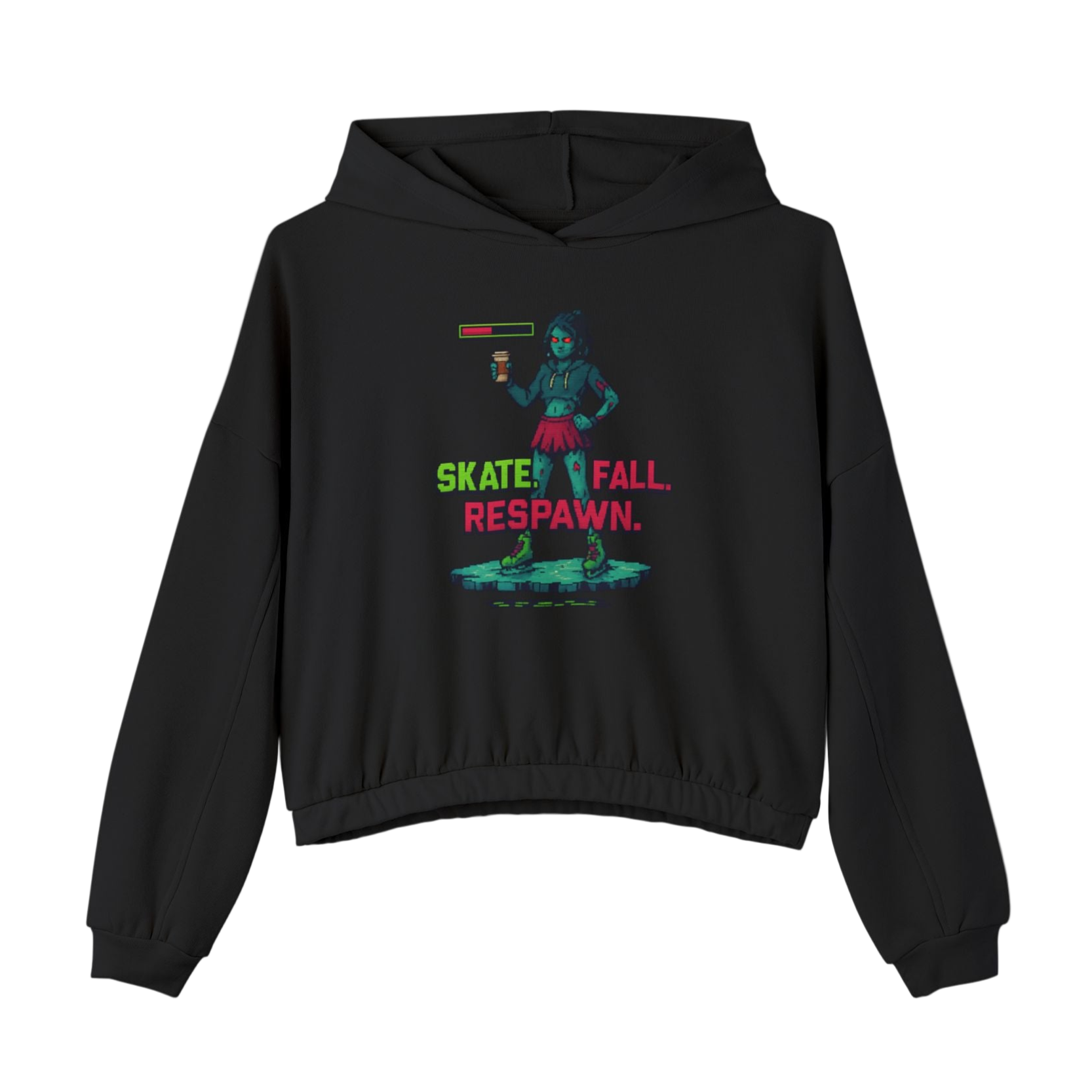 Skate. Fall. Respawn. Cinched Hoodie
