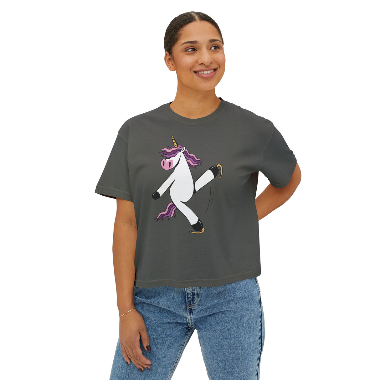 Skating Unicorn Women's Boxy Tee