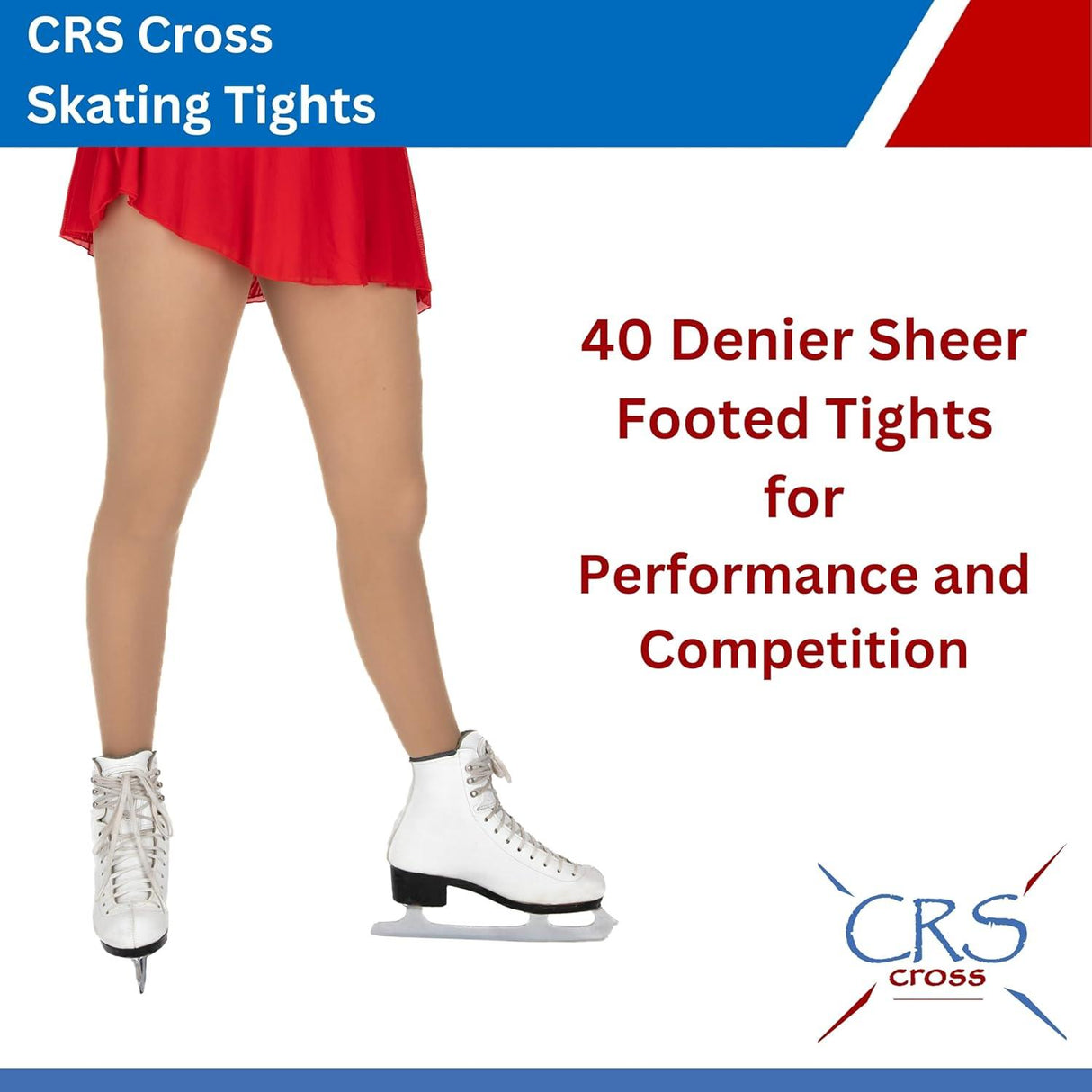 CRS Cross Skating Tights (2 Pair) Footed Tights 40 Denier - Adults Skate Too LLC