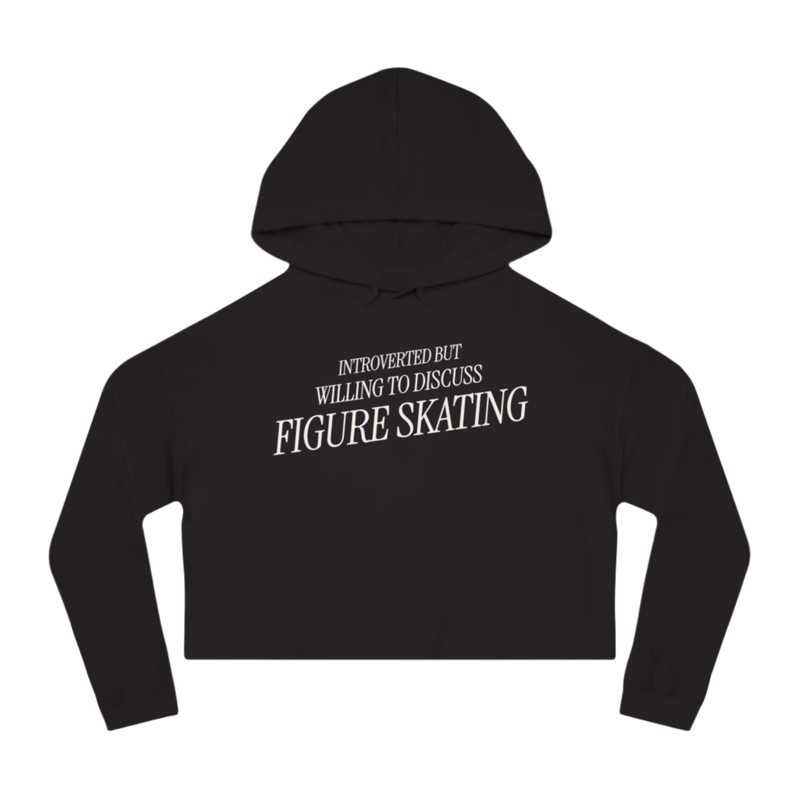 Introverted But Willing To Discuss Skating Cropped Hoodie - Adults Skate Too LLC