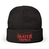 Black beanie with 'Skater Things' text in red on a white background