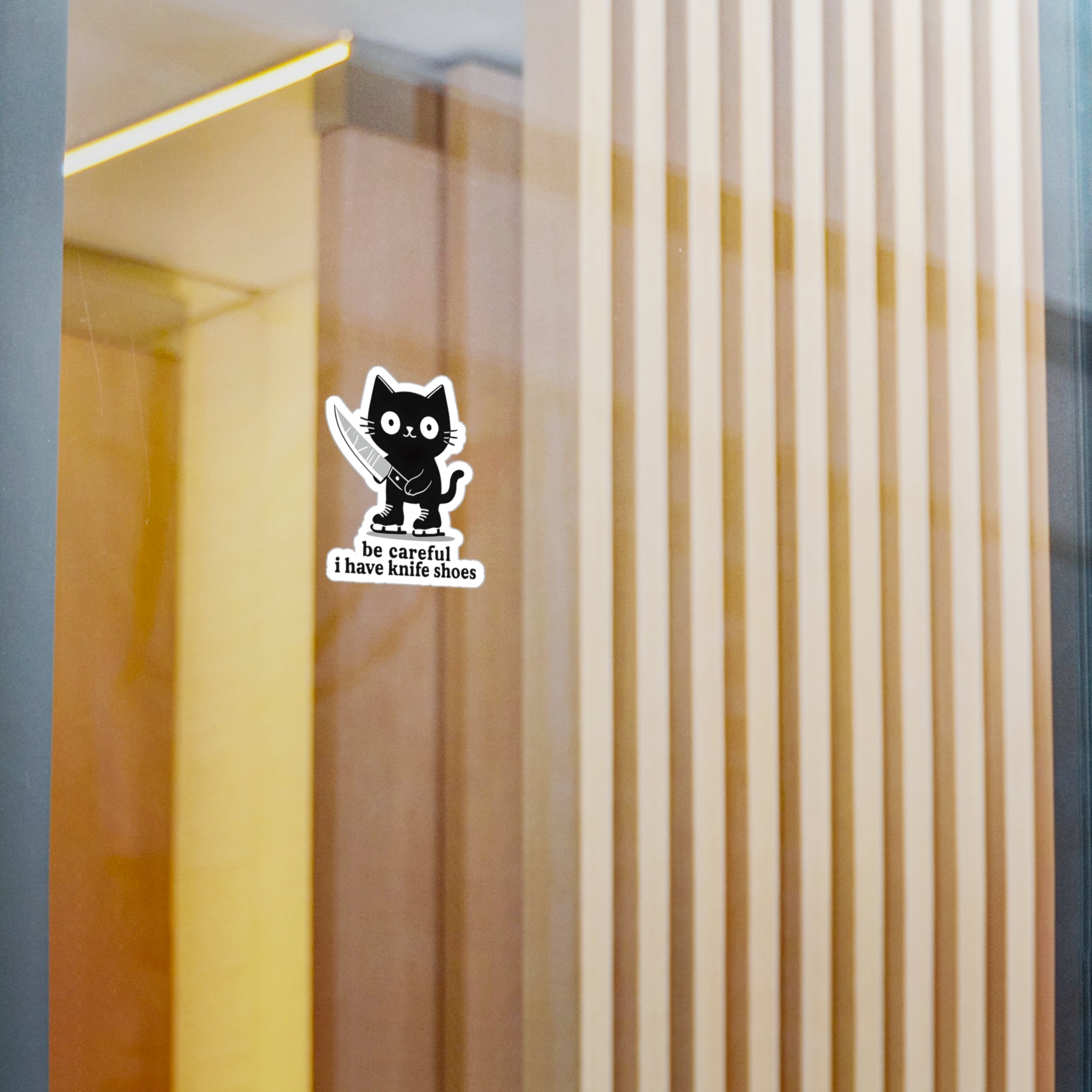 Knife Shoes Cat Vinyl Sticker