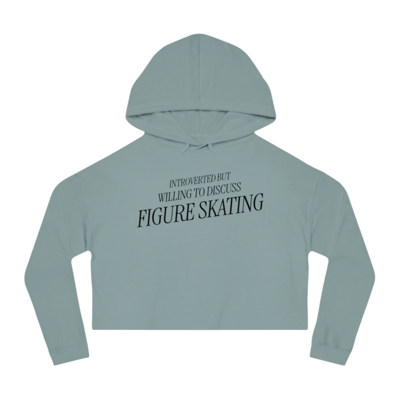 Introverted But Willing To Discuss Skating Cropped Hoodie - Adults Skate Too LLC