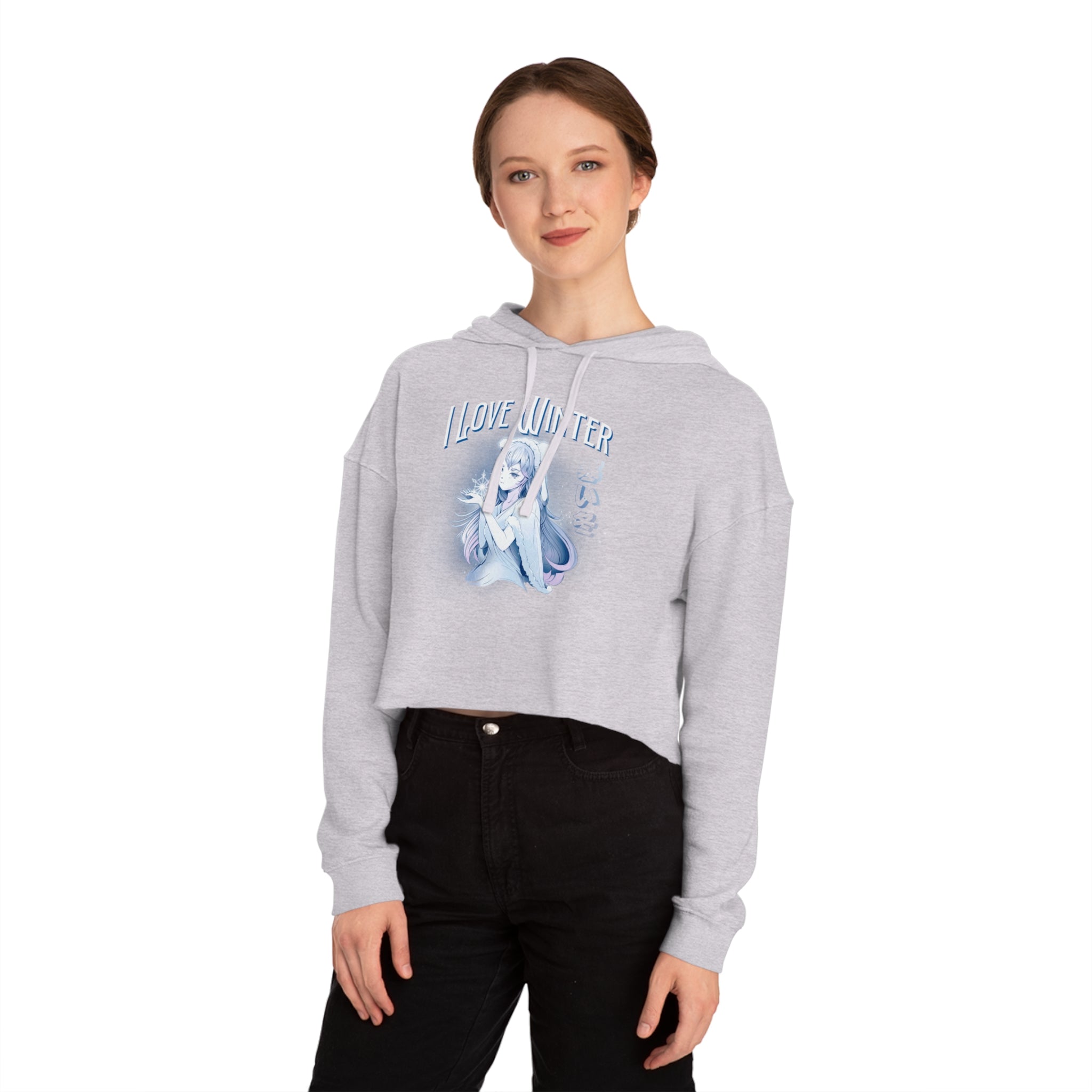 I Love Winter Cropped Hooded Sweatshirt