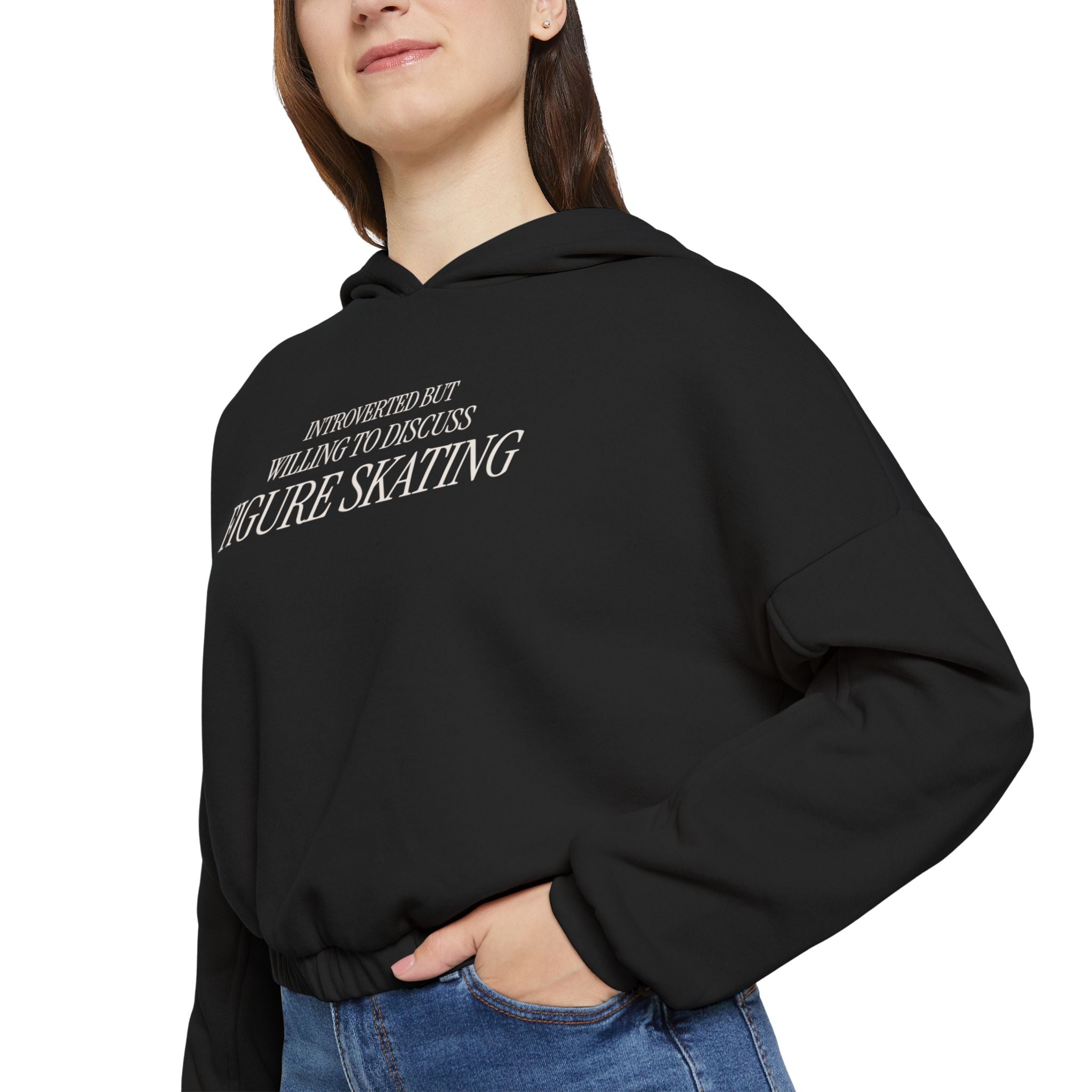 Introverted but Willing to Discuss Skating Cinched Hoodie - Adults Skate Too LLC