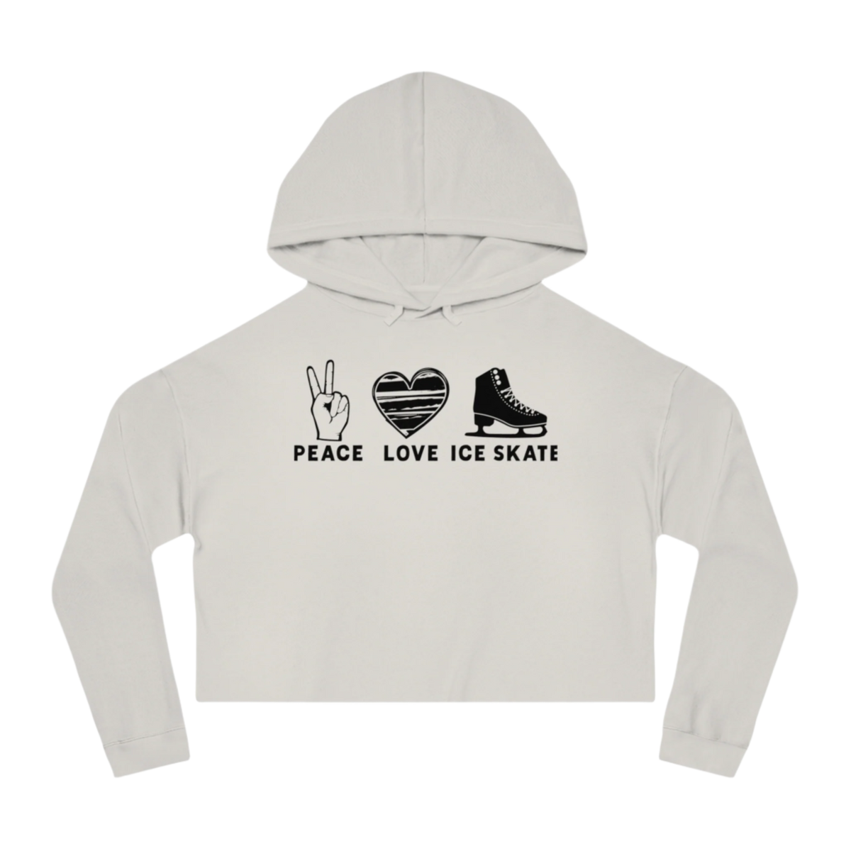 Peace Love Skate Cropped Hooded Sweatshirt - Adults Skate Too LLC