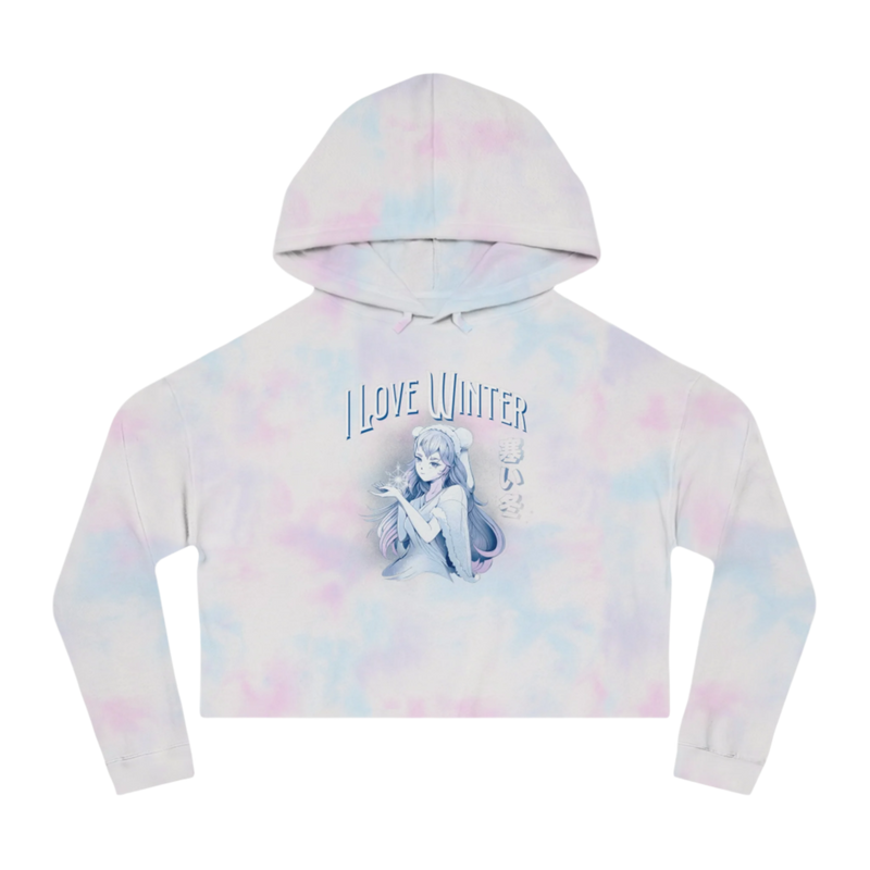 I Love Winter Cropped Hooded Sweatshirt