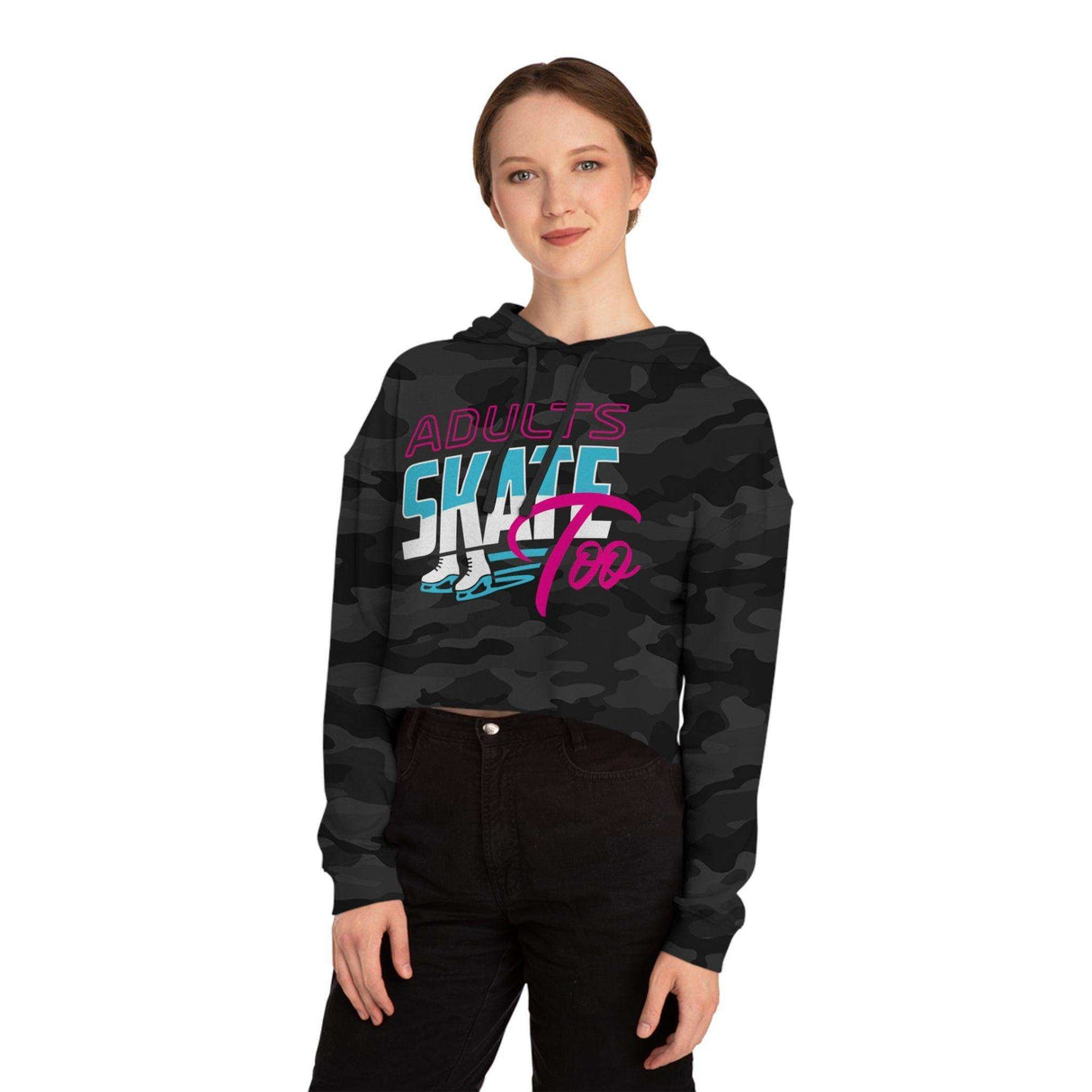 Retro Women’s Cropped Hooded Sweatshirt - Adults Skate Too LLC