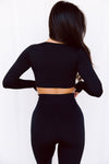 Astoria LIVE LUXE Front Crossed Sleeve Crop - Black - Adults Skate Too LLC