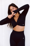 Astoria LIVE LUXE Front Crossed Sleeve Crop - Black - Adults Skate Too LLC