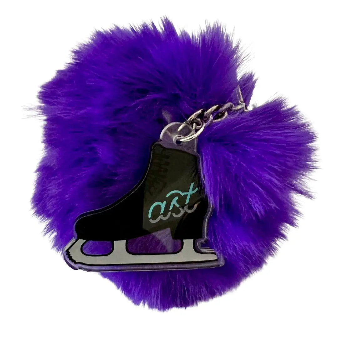 AST Bag Pom & Skate Keychain | Handmade Faux Fur Rink Bag Charm